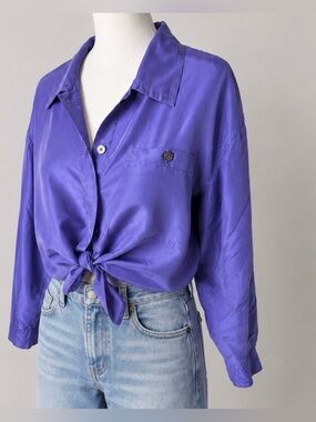 🆕 Vintage 100% Silk Orchid Purple Blouse | Classic 90s Button Shirt